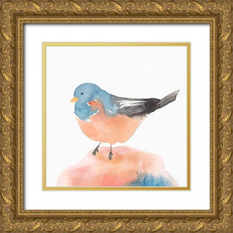 Birdie III Gold Ornate Wood Framed Art Print with Double Matting by Isabelle Z