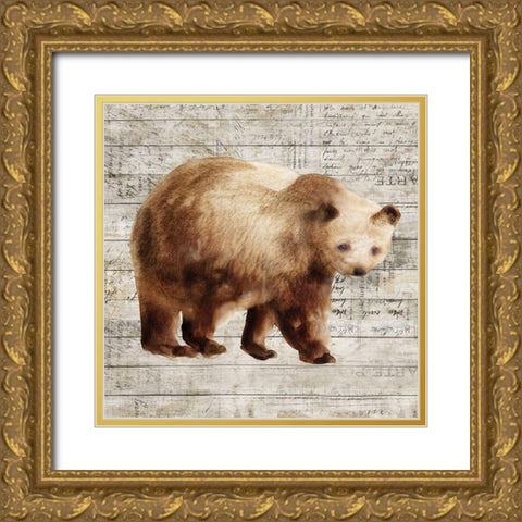 Crossing Bear I  Gold Ornate Wood Framed Art Print with Double Matting by Isabelle Z