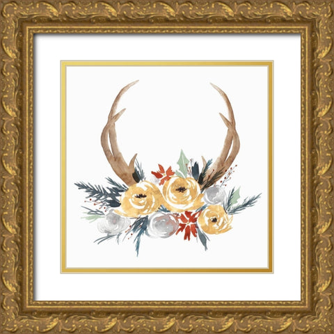 Adorning I  Gold Ornate Wood Framed Art Print with Double Matting by Isabelle Z