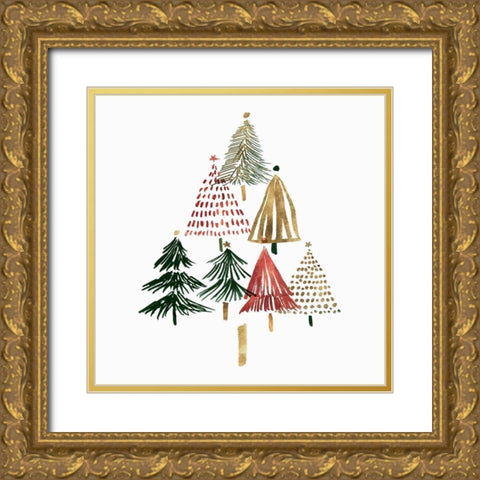 Pine Trees II  Gold Ornate Wood Framed Art Print with Double Matting by Isabelle Z