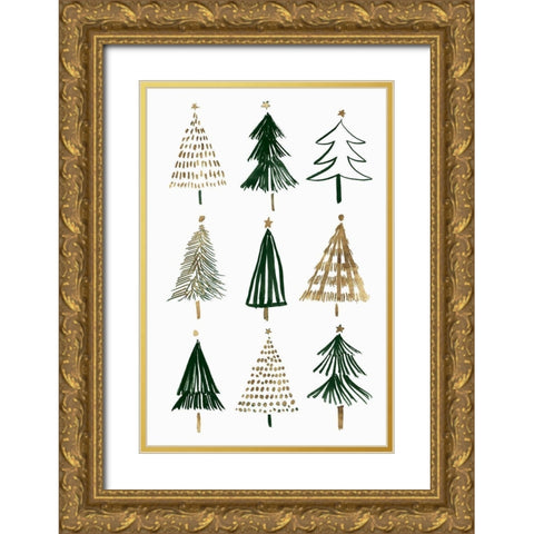 Evergreens I  Gold Ornate Wood Framed Art Print with Double Matting by Isabelle Z