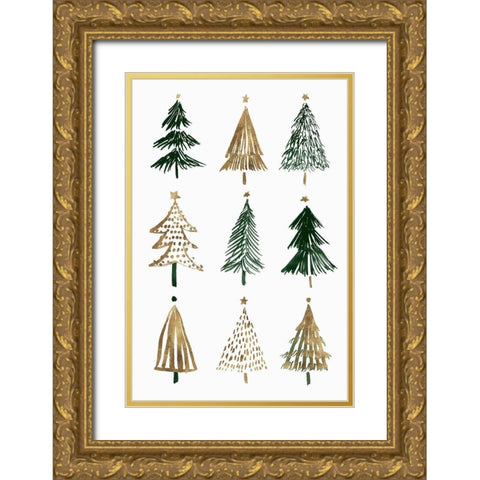 Evergreens II  Gold Ornate Wood Framed Art Print with Double Matting by Isabelle Z