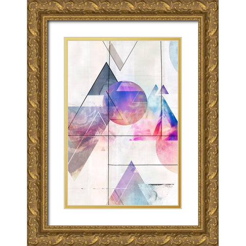 Kaleidescope Shapes I  Gold Ornate Wood Framed Art Print with Double Matting by Isabelle Z