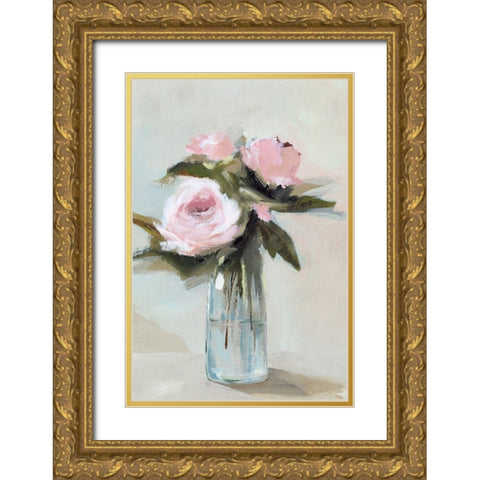 Peonies in a Vase I  Gold Ornate Wood Framed Art Print with Double Matting by Isabelle Z