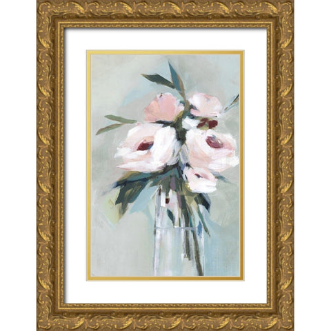 Peonies in a Vase II  Gold Ornate Wood Framed Art Print with Double Matting by Isabelle Z