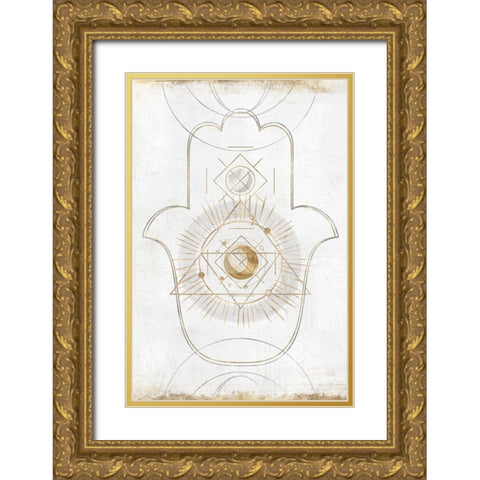 Gold Hamsa II  Gold Ornate Wood Framed Art Print with Double Matting by Isabelle Z