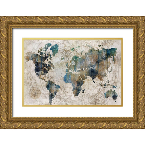 Celestial Map  Gold Ornate Wood Framed Art Print with Double Matting by Isabelle Z
