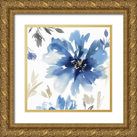 Finesse II Indigo Version  Gold Ornate Wood Framed Art Print with Double Matting by Isabelle Z