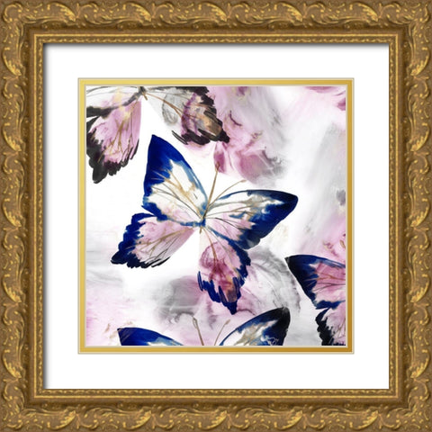 Fluttering III  Gold Ornate Wood Framed Art Print with Double Matting by Isabelle Z
