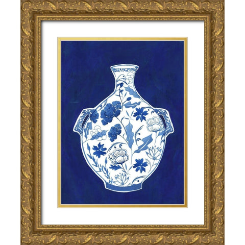 Indgio Porcelain Vase I  Gold Ornate Wood Framed Art Print with Double Matting by Isabelle Z