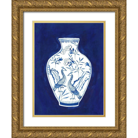 Indgio Porcelain Vase II  Gold Ornate Wood Framed Art Print with Double Matting by Isabelle Z