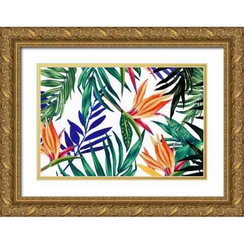 Tropical Foliage  Gold Ornate Wood Framed Art Print with Double Matting by Isabelle Z