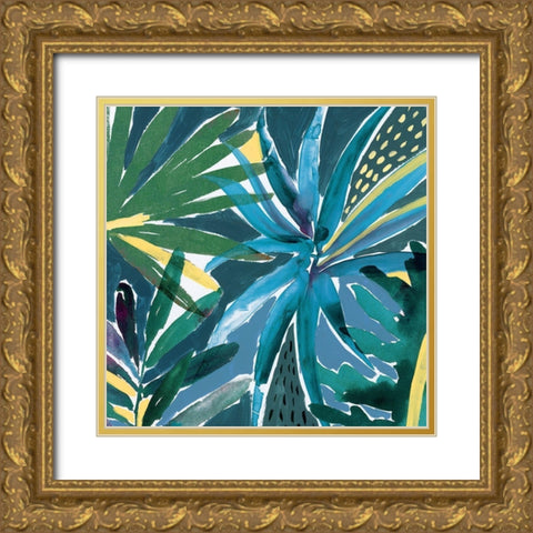 Tropical Blues  Gold Ornate Wood Framed Art Print with Double Matting by Isabelle Z