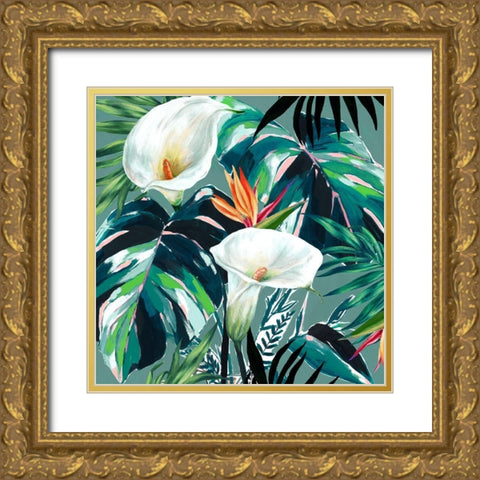 White Lily Paradise  Gold Ornate Wood Framed Art Print with Double Matting by Isabelle Z