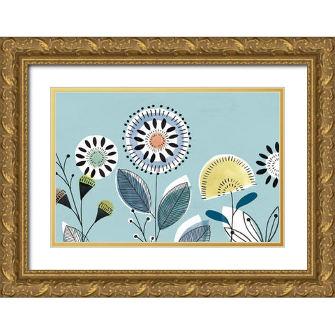 Scandi Florals II  Gold Ornate Wood Framed Art Print with Double Matting by Isabelle Z