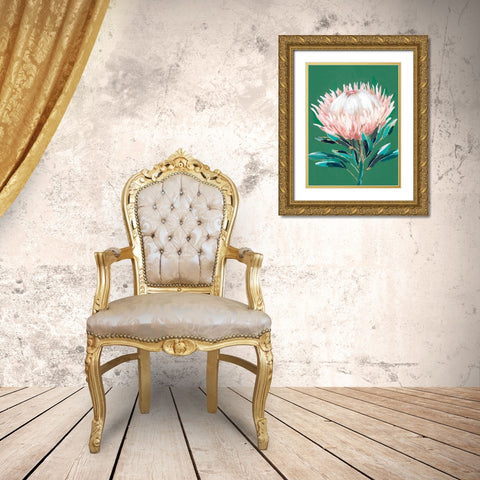 Single King Protea  Gold Ornate Wood Framed Art Print with Double Matting by Isabelle Z
