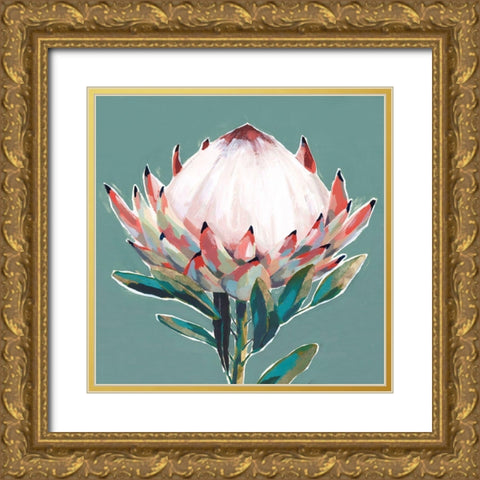Blooming King Protea  Gold Ornate Wood Framed Art Print with Double Matting by Isabelle Z