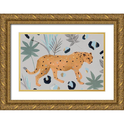 Walking Cheetah I  Gold Ornate Wood Framed Art Print with Double Matting by Isabelle Z