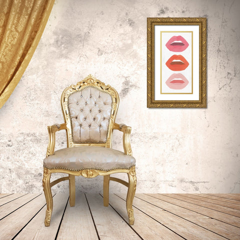 Red Lips I  Gold Ornate Wood Framed Art Print with Double Matting by Isabelle Z