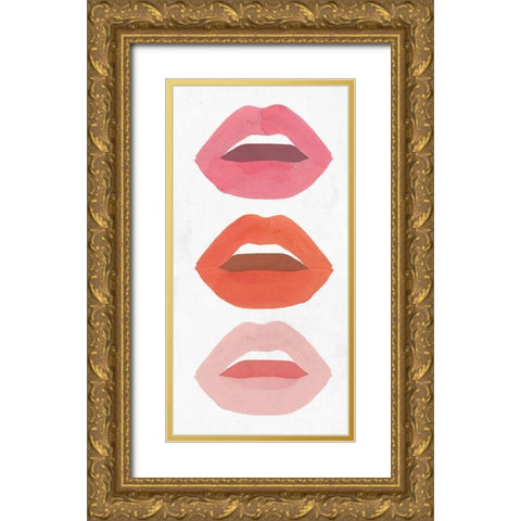 Red Lips I  Gold Ornate Wood Framed Art Print with Double Matting by Isabelle Z
