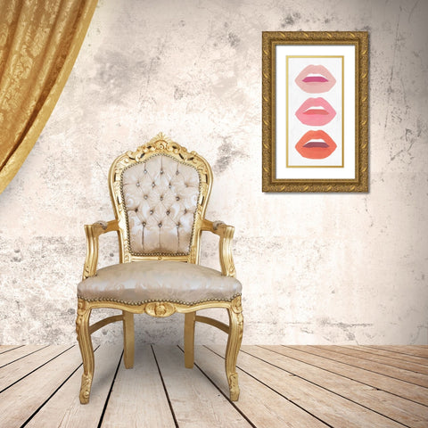 Red Lips II   Gold Ornate Wood Framed Art Print with Double Matting by Isabelle Z