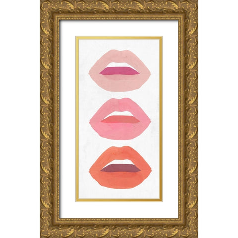 Red Lips II   Gold Ornate Wood Framed Art Print with Double Matting by Isabelle Z