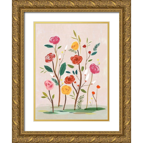 Pink Efflorescence  Gold Ornate Wood Framed Art Print with Double Matting by Isabelle Z