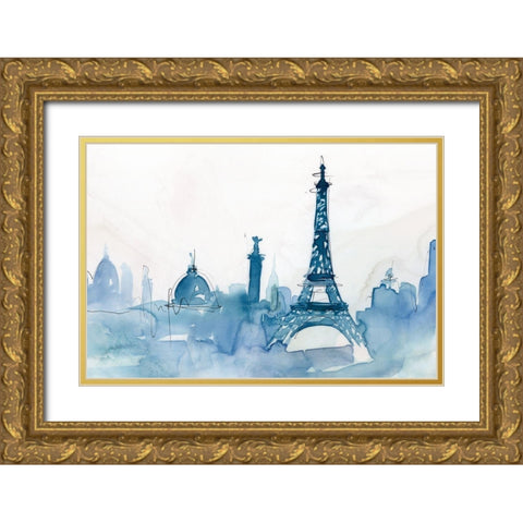 Ocean Blue Paris  Gold Ornate Wood Framed Art Print with Double Matting by Isabelle Z