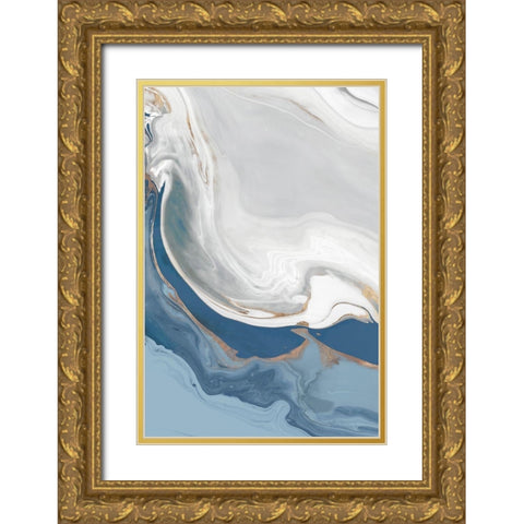 Blue Velour I  Gold Ornate Wood Framed Art Print with Double Matting by Isabelle Z