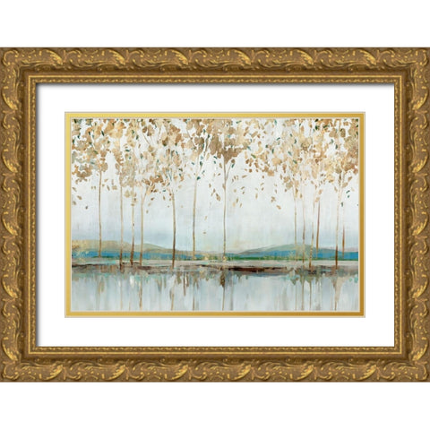 Golden Whisper Gold Ornate Wood Framed Art Print with Double Matting by Isabelle Z
