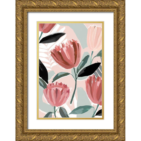 Dreamy Petals I Gold Ornate Wood Framed Art Print with Double Matting by Isabelle Z
