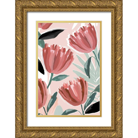 Dreamy Petals II Gold Ornate Wood Framed Art Print with Double Matting by Isabelle Z