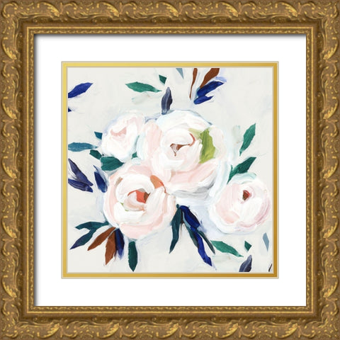 Roses DamaskÃd Gold Ornate Wood Framed Art Print with Double Matting by Isabelle Z