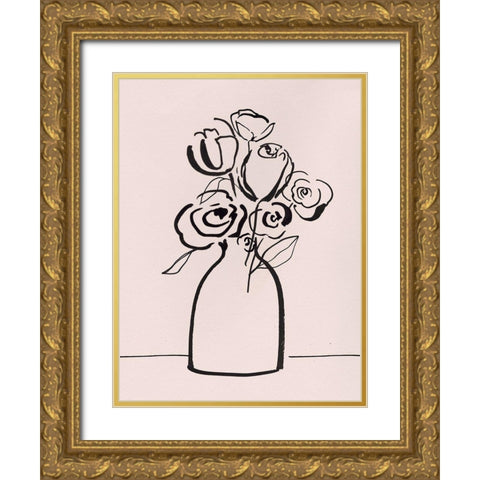 Juliet Bouquet Gold Ornate Wood Framed Art Print with Double Matting by Isabelle Z