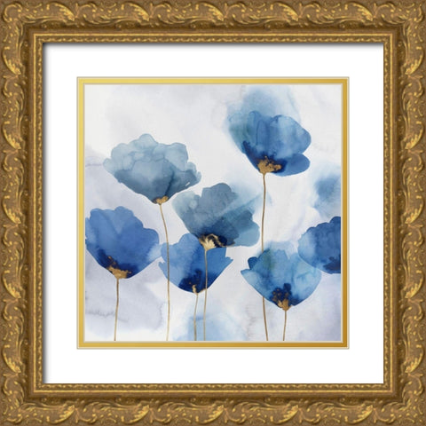 Pretty in Blue I Gold Ornate Wood Framed Art Print with Double Matting by Isabelle Z