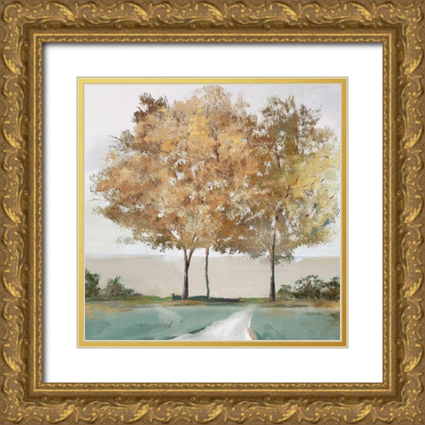 Golden Forest Shimmer  Gold Ornate Wood Framed Art Print with Double Matting by Isabelle Z