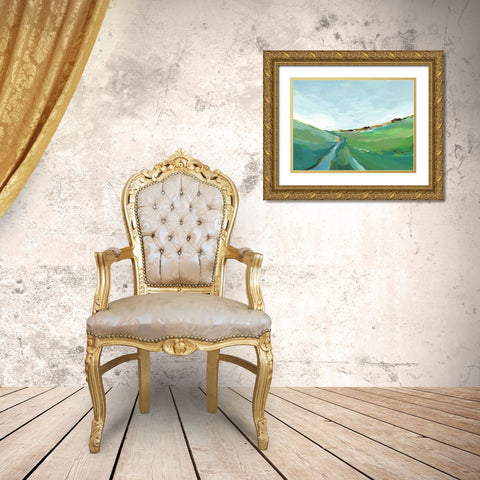 Emerald Hills Gold Ornate Wood Framed Art Print with Double Matting by Isabelle Z