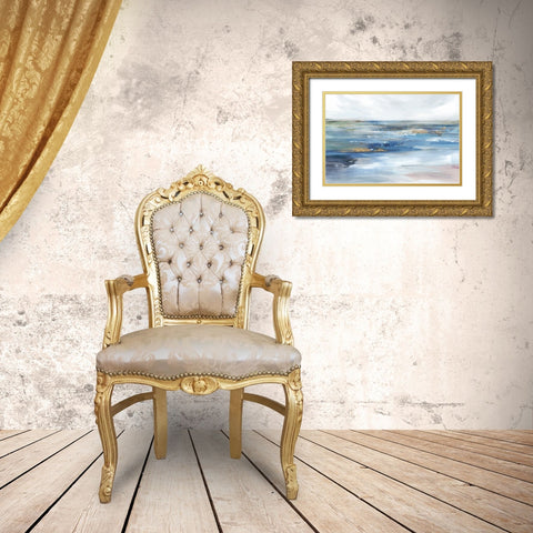 Ocean Kiss Gold Ornate Wood Framed Art Print with Double Matting by Isabelle Z