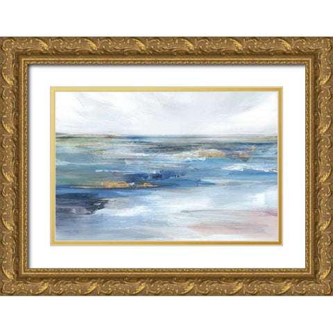 Ocean Kiss Gold Ornate Wood Framed Art Print with Double Matting by Isabelle Z