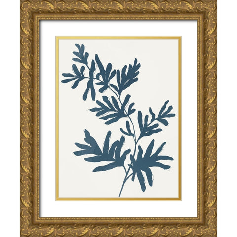 Blue Twig II Gold Ornate Wood Framed Art Print with Double Matting by Isabelle Z