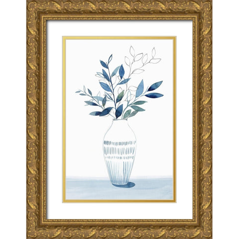 Indigo Bouquet II Gold Ornate Wood Framed Art Print with Double Matting by Isabelle Z