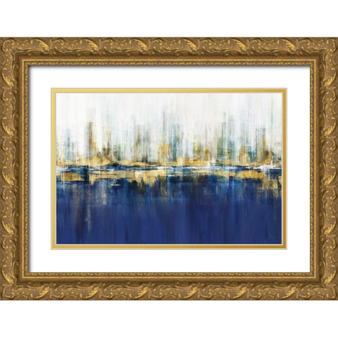 Ultramarine Horizon  Gold Ornate Wood Framed Art Print with Double Matting by Isabelle Z