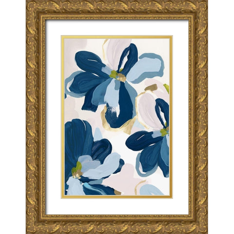 Cobalt Florals II Gold Ornate Wood Framed Art Print with Double Matting by Isabelle Z