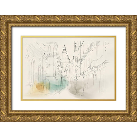 City Sketches I  Gold Ornate Wood Framed Art Print with Double Matting by Isabelle Z