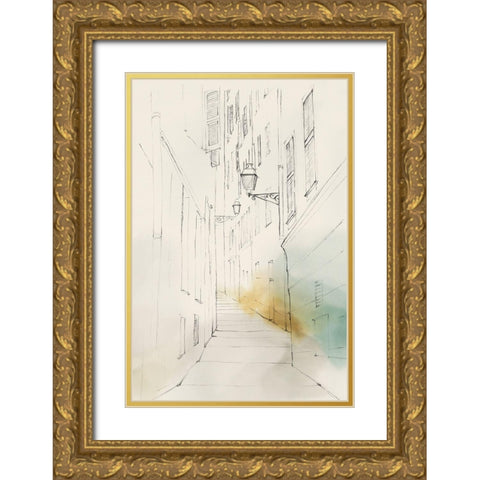 City Sketches III Gold Ornate Wood Framed Art Print with Double Matting by Isabelle Z