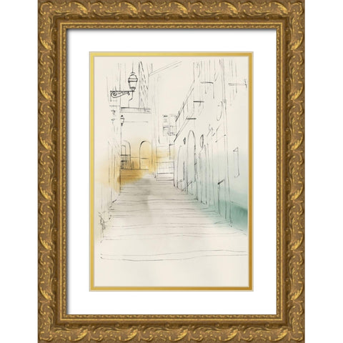 City Sketches IV Gold Ornate Wood Framed Art Print with Double Matting by Isabelle Z