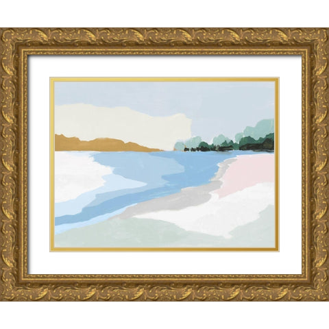Soft Coastal I  Gold Ornate Wood Framed Art Print with Double Matting by Isabelle Z