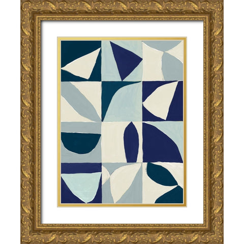 Yellow Mayan I Blue Version Gold Ornate Wood Framed Art Print with Double Matting by Isabelle Z