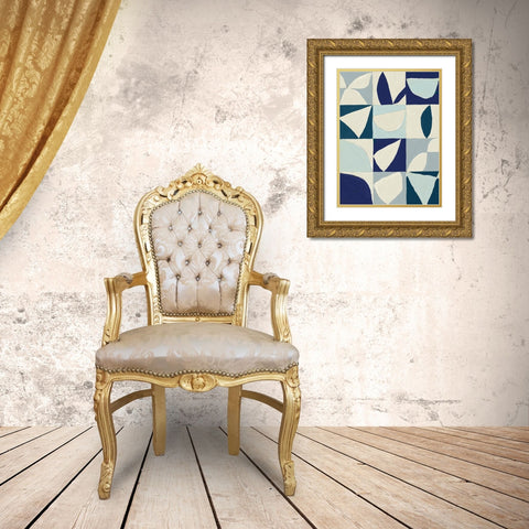Yellow Mayan II Blue Version Gold Ornate Wood Framed Art Print with Double Matting by Isabelle Z