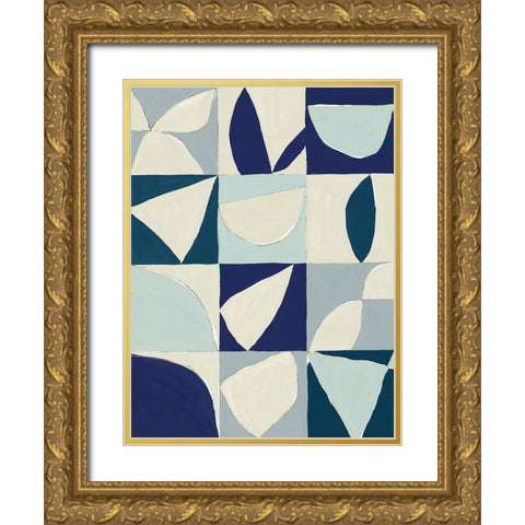 Yellow Mayan II Blue Version Gold Ornate Wood Framed Art Print with Double Matting by Isabelle Z